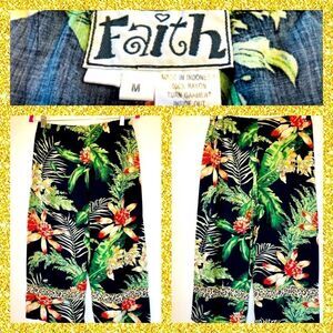 FAITH Tropical Wide Leg Pants M – Resortwear Beach Vacay Lounge Floral